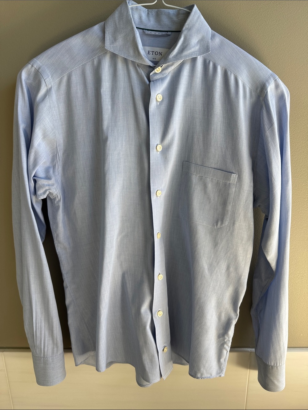 Eton Pale Blue Men's Long-Sleeve Dress Shirt